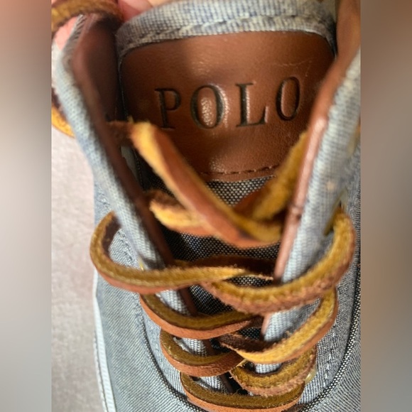 Polo Ralph Lauren Vaughn Gray Canvas Men's Sneakers Shoes Size 9 D Leather Laces - Picture 11 of 13